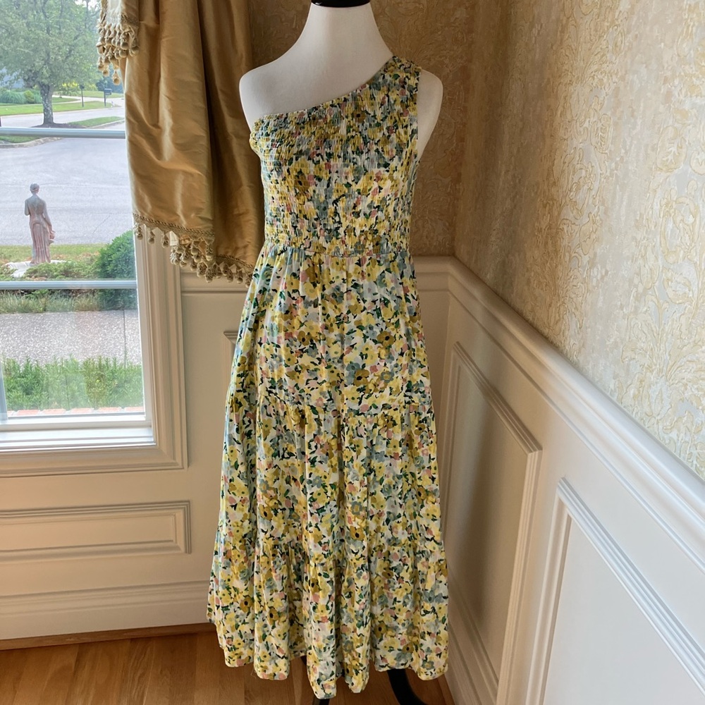 Floral one shoulder midi dress